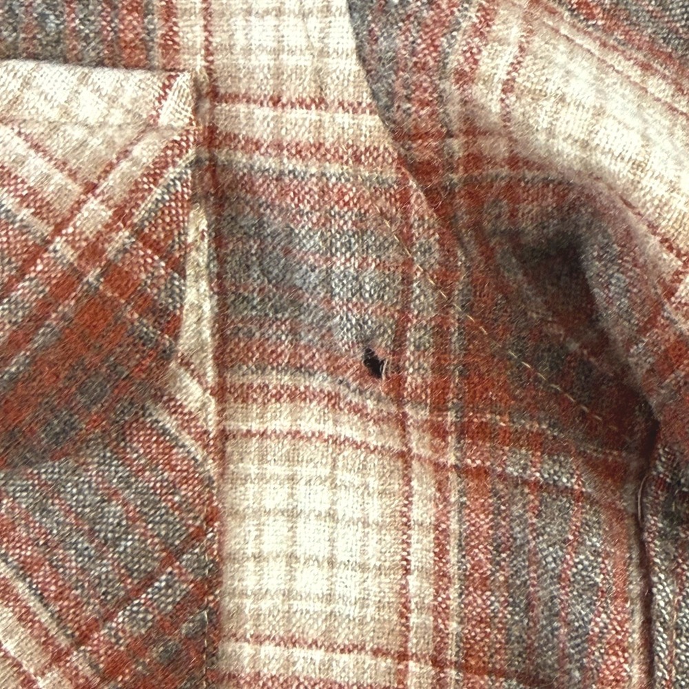 VTG 70s Pendleton Board Shirt Mens S-M Rust Plaid Long Sleeve Loop Collar USA - Picture 8 of 14